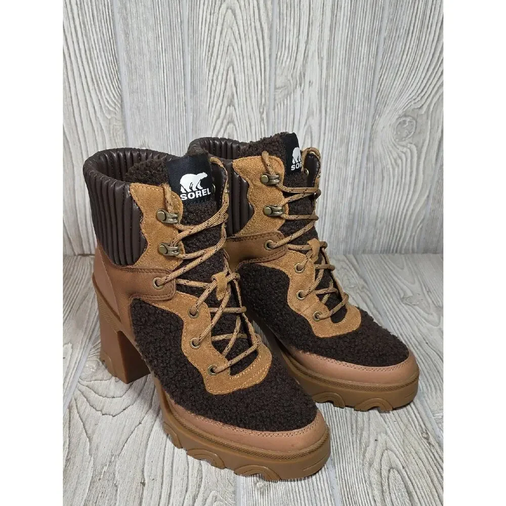 Sorel Brex Heel Cozy Lace Up Boots Womens Size 10